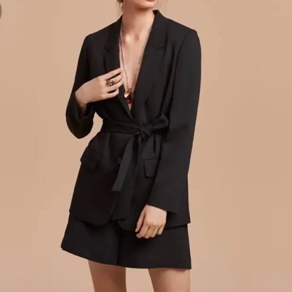 Aritzia Wilfred Novella Oversized Black Blazer Belted Sz S - Picture 1 of 12